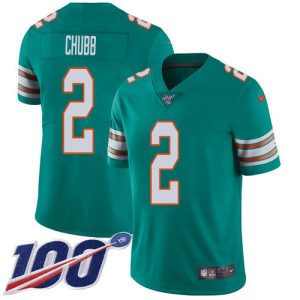 Dolphins #2 Bradley Chubb Aqua Green Alternate Men's Stitched NFL 100th Season Vapor Untouchable Limited Jersey