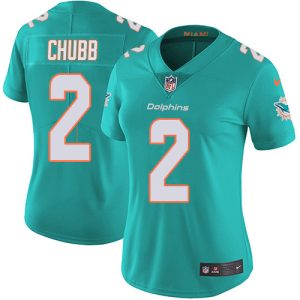 Dolphins #2 Bradley Chubb Aqua Green Team Color Women's Stitched NFL 100th Season Vapor Untouchable Limited Jersey