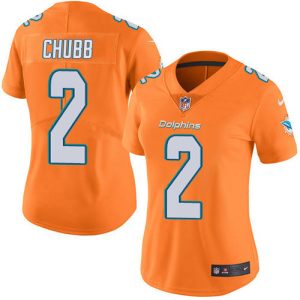 Dolphins #2 Bradley Chubb Orange Women's Stitched NFL Limited Rush Jersey