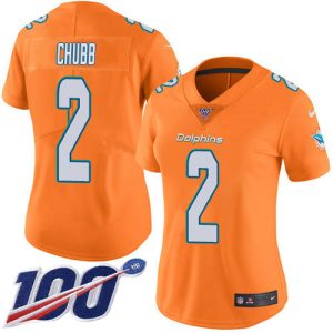 Dolphins #2 Bradley Chubb Orangen Women's Stitched NFL Limited Rush 100th Season Jersey