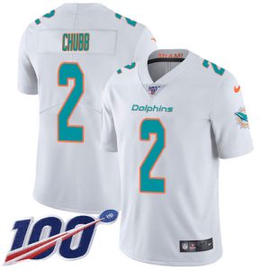 wholesale Dolphins #2 Bradley Chubb White Men's Stitched NFL 100th Season Vapor Limited Jersey