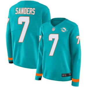 Dolphins #7 Jason Sanders Aqua Green Team Color Women's Stitched NFL Limited Therma Long Sleeve Jersey