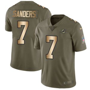 Dolphins #7 Jason Sanders Olive/Gold Men's Stitched NFL Limited 2017 Salute To Service Jersey