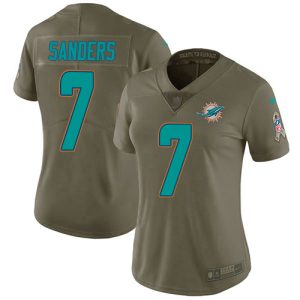 dolphins #7 jason sanders olive women's stitched nfl limited 2017 salute to service customized jersey