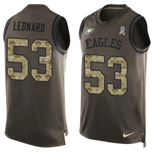 limited Eagles #53 Shaquille Leonard Green Men's Stitched NFL Limited Salute To Service Tank Top Jersey