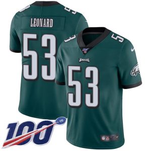 Eagles #53 Shaquille Leonard Green Team Color Men's Stitched NFL 100th Season Vapor Untouchable Limited Jersey