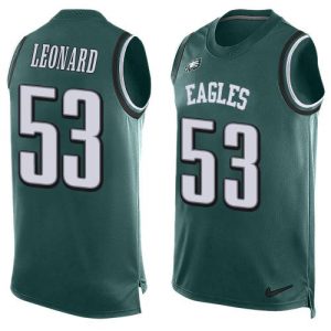 replica Eagles #53 Shaquille Leonard Green Team Color Men's Stitched NFL Limited Tank Top Jersey