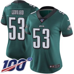 customized Eagles #53 Shaquille Leonard Green Team Color Women's Stitched NFL 100th Season Vapor Untouchable Limited Jersey