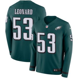 Eagles #53 Shaquille Leonard Green Team Color Youth Stitched NFL Limited Therma Long Sleeve Jersey