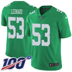 wholesale Eagles #53 Shaquille Leonard Green Youth Stitched NFL Limited Rush 100th Season Jersey