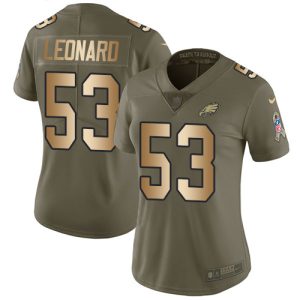 Eagles #53 Shaquille Leonard Olive/Gold Women's Stitched NFL Limited 2017 Salute To Service Jersey