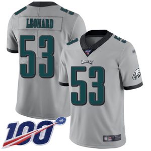 authentic Eagles #53 Shaquille Leonard Silver Men's Stitched NFL Limited Inverted Legend 100th Season Jersey