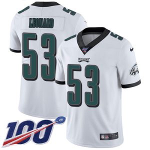 wholesale Eagles #53 Shaquille Leonard White Men's Stitched NFL 100th Season Vapor Untouchable Limited Jersey