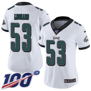 limited Eagles #53 Shaquille Leonard White Women's Stitched NFL 100th Season Vapor Untouchable Limited Jersey