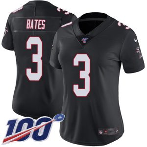 wholesale Falcons #3 Jessie Bates Black Alternate Stitched Women's NFL 100th Season Vapor Untouchable Limited Jersey