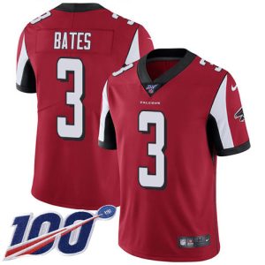 cheap Falcons #3 Jessie Bates Red Team Color Men's Stitched NFL 100th Season Vapor Untouchable Limited Jersey