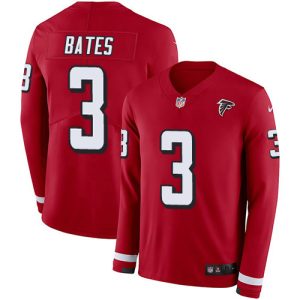 wholesale Falcons #3 Jessie Bates Red Team Color Men's Stitched NFL Limited Therma Long Sleeve Jersey