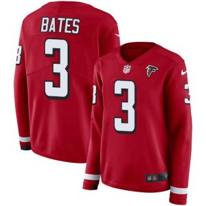 falcons #3 jessie bates red team color women's stitched nfl limited therma long sleeve wholesale jersey