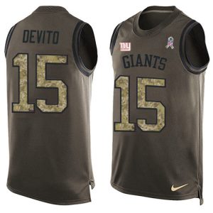 giants #15 tommy devito green men's stitched nfl limited salute to service tank top cheap jersey