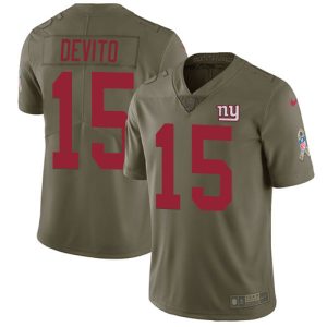 Giants #15 Tommy DeVito Olive Youth Stitched NFL Limited 2017 Salute To Service Jersey