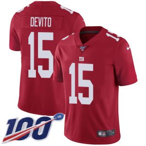 Giants #15 Tommy DeVito Red Alternate Men's Stitched NFL 100th Season Vapor Untouchable Limited Jersey