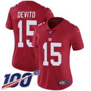 authentic Giants #15 Tommy DeVito Red Women's Stitched NFL Limited Inverted Legend 100th Season Jersey