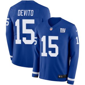 wholesale Giants #15 Tommy DeVito Royal Blue Team Color Men's Stitched NFL Limited Therma Long Sleeve Jersey