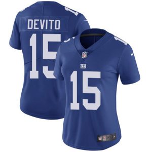 custom Giants #15 Tommy DeVito Royal Blue Team Color Women's Stitched NFL Vapor Untouchable Limited Jersey