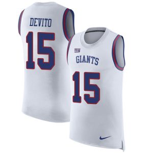 wholesale Giants #15 Tommy DeVito White Men's Stitched NFL Limited Rush Tank Top Jersey