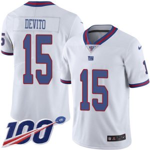 Giants #15 Tommy DeVito White Youth Stitched NFL Limited Rush 100th Season Jersey