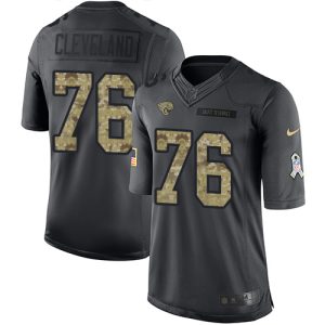 Jaguars #76 Ezra Cleveland Black Men's Stitched NFL Limited 2016 Salute To Service Jersey