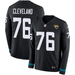 jaguars #76 ezra cleveland black team color men's stitched nfl limited therma long sleeve wholesale jersey