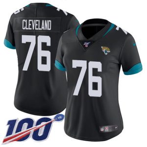 wholesale Jaguars #76 Ezra Cleveland Black Team Color Women's Stitched NFL 100th Season Vapor Untouchable Limited Jersey