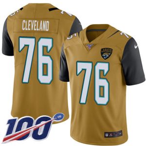 wholesale Jaguars #76 Ezra Cleveland Gold Men's Stitched NFL Limited Rush 100th Season Jersey