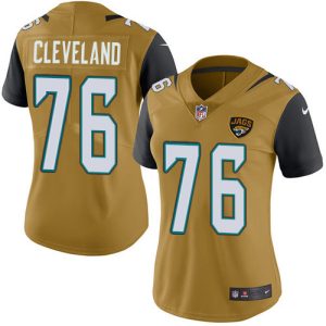 cheap Jaguars #76 Ezra Cleveland Gold Women's Stitched NFL Limited Rush Jersey