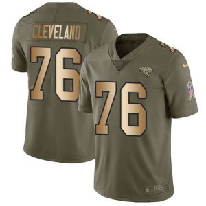 Jaguars #76 Ezra Cleveland Olive/Gold Youth Stitched NFL Limited 2017 Salute To Service Jersey