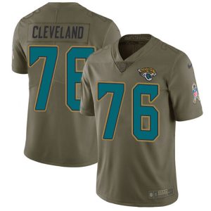 jaguars #76 ezra cleveland olive men's stitched nfl limited 2017 salute to service custom jersey