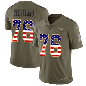 jaguars #76 ezra cleveland olive/usa flag men's stitched nfl limited 2017 salute to service custom jersey