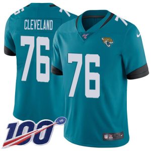 Jaguars #76 Ezra Cleveland Teal Green Alternate Men's Stitched NFL 100th Season Vapor Limited Jersey