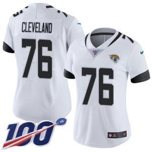 personalized Jaguars #76 Ezra Cleveland White Women's Stitched NFL 100th Season Vapor Untouchable Limited Jersey