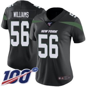 wholesale Jets #56 Quincy Williams Black Alternate Women's Stitched NFL 100th Season Vapor Limited Jersey