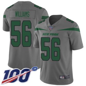 Jets #56 Quincy Williams Gray Men's Stitched NFL Limited Inverted Legend 100th Season Jersey