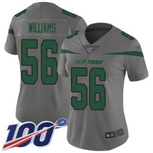 Jets #56 Quincy Williams Gray Women's Stitched NFL Limited Inverted Legend 100th Season Jersey