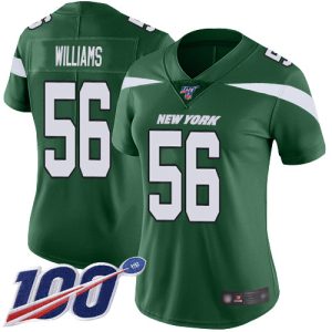 wholesale Jets #56 Quincy Williams Green Team Color Women's Stitched NFL 100th Season Vapor Untouchable Limited Jersey