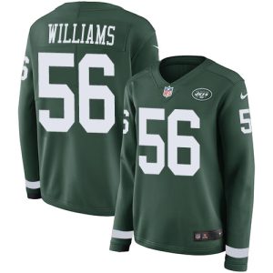 jets #56 quincy williams green team color women's stitched nfl limited therma long sleeve personalized jersey