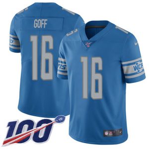 custom Lions #16 Jared Goff Blue Team Color Men's Stitched NFL 100th Season Vapor Untouchable Limited Jersey