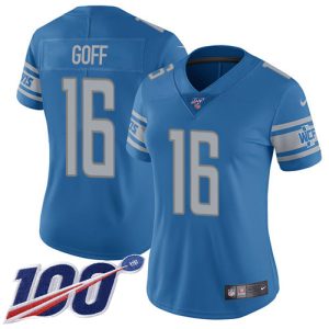 Lions #16 Jared Goff Blue Team Color Women's Stitched NFL 100th Season Vapor Untouchable Limited Jersey