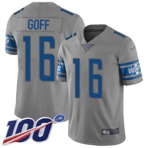 lions #16 jared goff gray men's stitched nfl limited inverted legend 100th season limited jersey