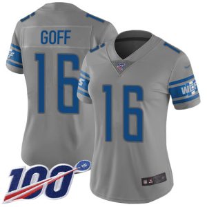 lions #16 jared goff gray women's stitched nfl limited inverted legend 100th season cheap jersey