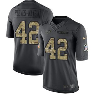 Lions #42 Jalen Reeves-Maybin Black Men's Stitched NFL Limited 2016 Salute to Service Jersey